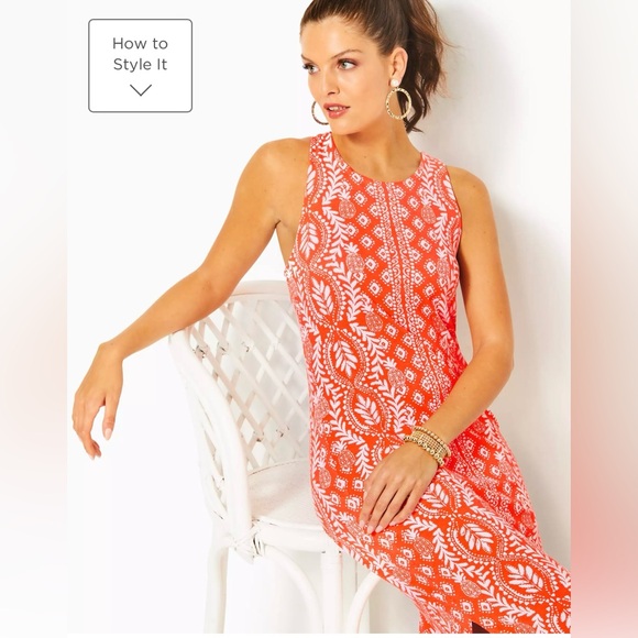 NWT Lilly ULLA Maxi in Flamingo Feather Harbour View Engineered knit dress - Picture 4 of 11